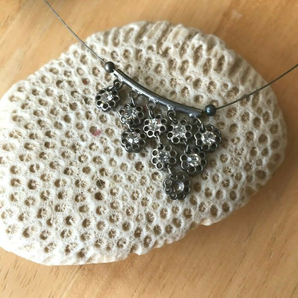 Handmade Vintage Crystal Choker Necklace 3" extend - Picture 3 of 10